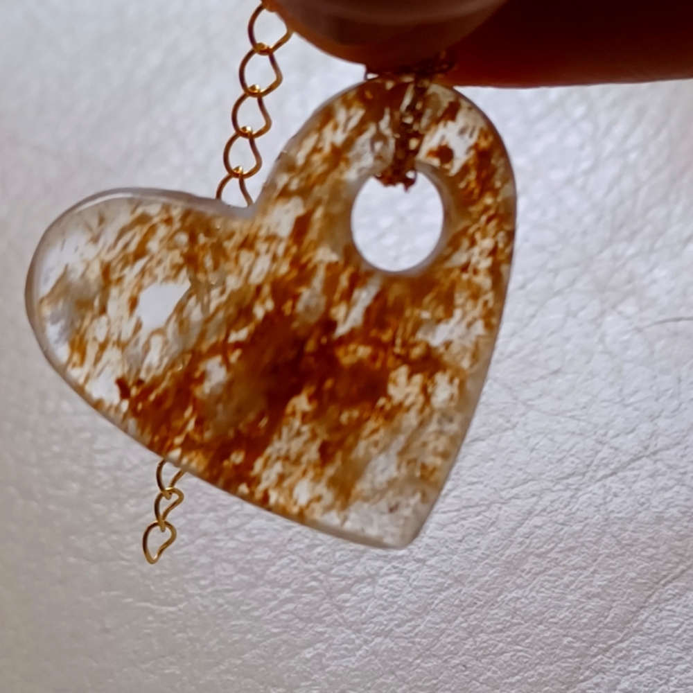 Natural Stone Lodolite Heart Pendant Necklace And 925 gold filled Necklace